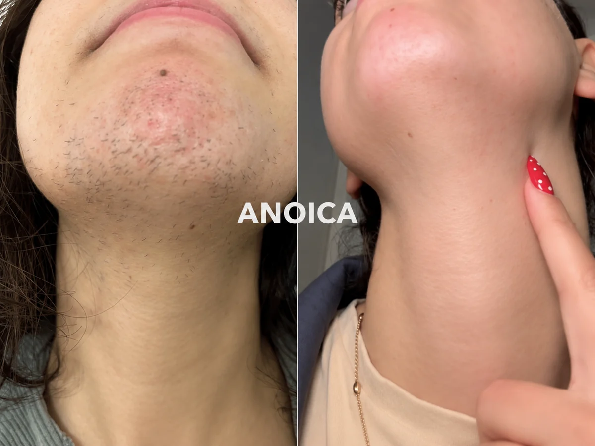 بشرة قبل الاستعمال وبعد استعمال زيت أنويكا